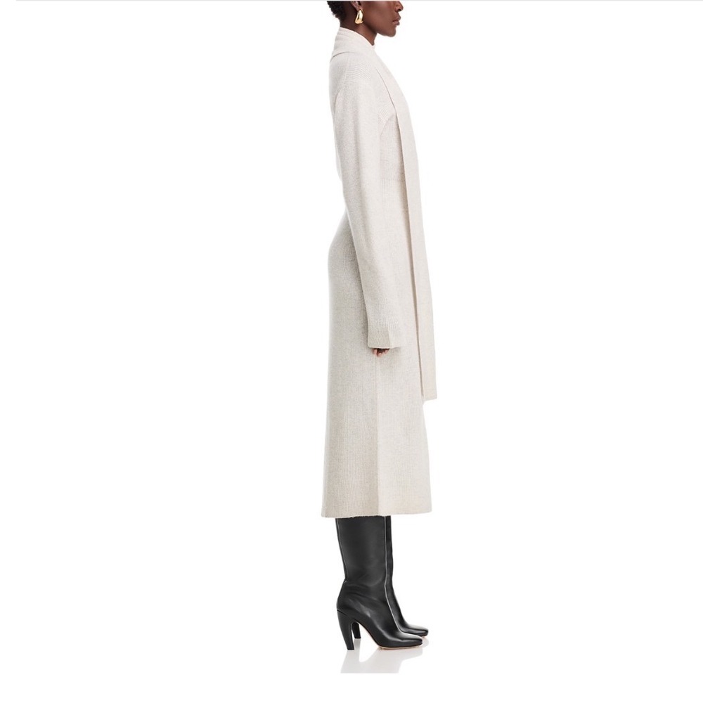 TOCCIN Liliana Sweater Dress Soft Gray Wool Cashmere Scarf Neck Midi Dress L - Picture 4 of 10
